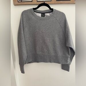 Nike Grey Embossed Logo Crewneck Cropped Sweatshirt